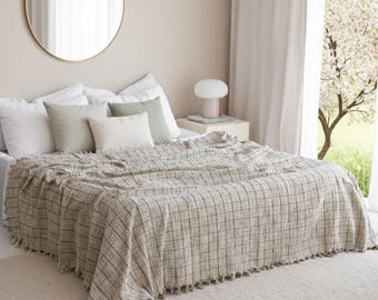 Organic Cotton Bedspread, Turkish Cotton Blanket, Queen King Bed Spread