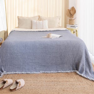 Organic Cotton Quilt, King Size Comforter, Twin Full Size Comforter, Muslin Bedspread, Soft Muslin Blanket, Summer Lightweight Bedspread