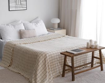 Soft Cotton Bedspread, Organic Cotton Throw, Bedspread Queen Size, Boho Throw Blanket, Bed Throw Blanket, King Size Coverlet, Full Bed Cover