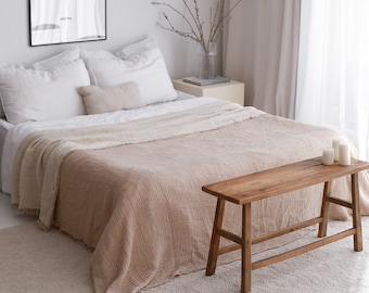 Oversize King Bedspread, Muslin Throw Cover, King Cotton Coverlet, Gauze Throw Blanket, Housewarming Gift