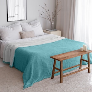 Soft Cotton Bedspread, Full Twin Size Bedspread, Lightweight Muslin Blanket, Summer Gauze Blanket, Housewarming Gift, King Bed Cover
