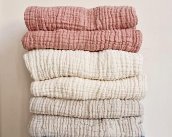 Soft Organic Cotton Blanket, Muslin Gauze Blanket King, Cotton Bedspread Queen, Muslin Throw, Gauze Bedspread King, Lightweight Bed Cover
