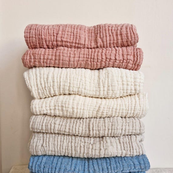 Soft Organic Cotton Blanket, Muslin Gauze Blanket King, Cotton Bedspread Queen, Muslin Throw, Gauze Bedspread King, Lightweight Bed Cover