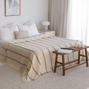 Soft Turkish Cotton Bedspread, Twin Full Bed Cover, Sofa Throw Blanket, Organic Cotton Throw, Sofa Couch Cover, Boho Throw, Gift For Mom