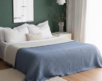 Lightweight Summer Bedspread, Muslin Cotton Throw Blanket, Gauze Bed Cover