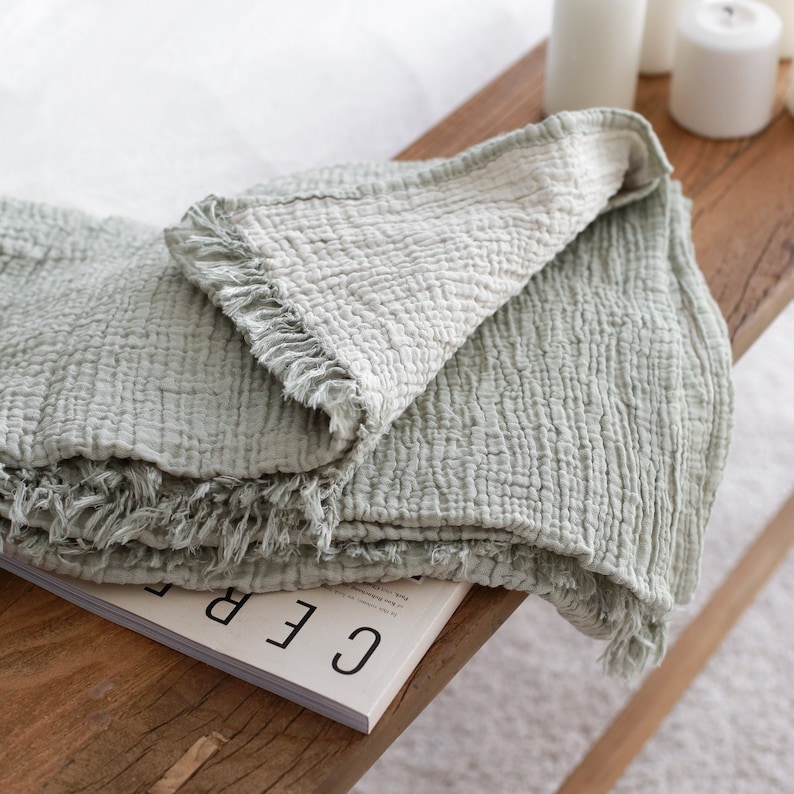 Muslin Bed Cover Queen, Oversize King Bedspread, Soft Muslin Bed