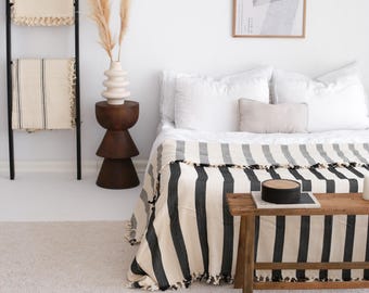 Organic Cotton Bedspread Queen, Soft Turkish Cotton Blanket, Boho Bed Throw Blankets