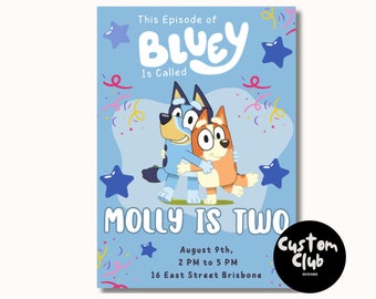 Digital Invitation Bluey Birthday Party Invite - 24 Hour Service