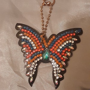 Encanto de llavero de arte de cristal de mariposa / encanto de bolso de mano