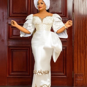 White Royal Gown, African Asoebi, Mermaid Dress Suitable for All ...