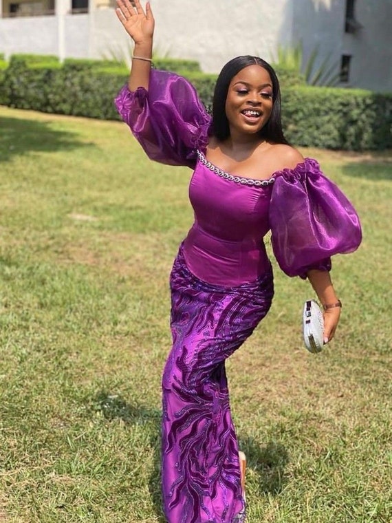 Wedding Guest Lace Style Gownowanbe Aso Ebi Dress Women - Etsy