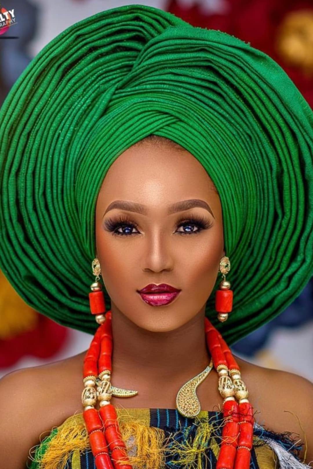 Autogele , Green Nigeria Gele Headtie Hat, Asooke Fabric,gele,headwrap