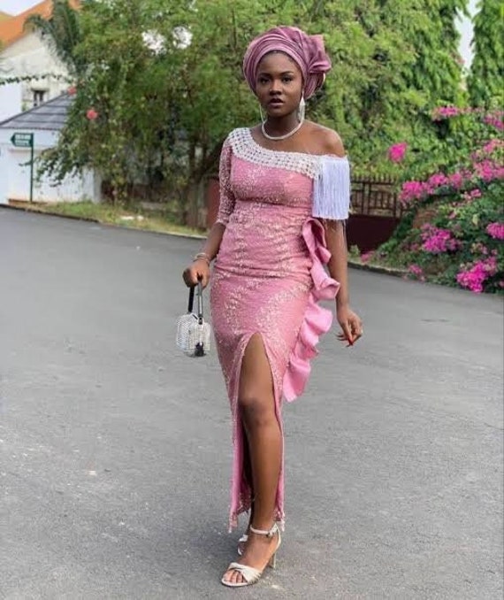 Onion Color Gown Aso Ebi Mermaid Gown ...