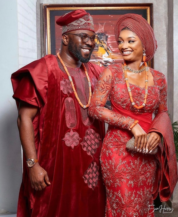 Couple Traditional Wedding Outfits,wedding Anniversary ,african Clothing,  African Fashion, Couples Wear,owanbe,engagement Dress,photoshoot -   Finland
