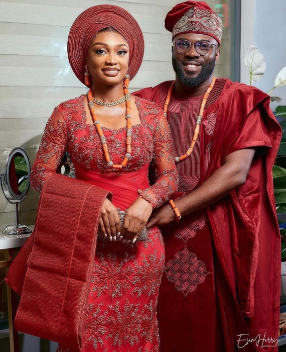 Nigerian traditional outfits for couples sale