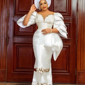 White Royal Gown, African Asoebi, Mermaid Dress Suitable for All ...