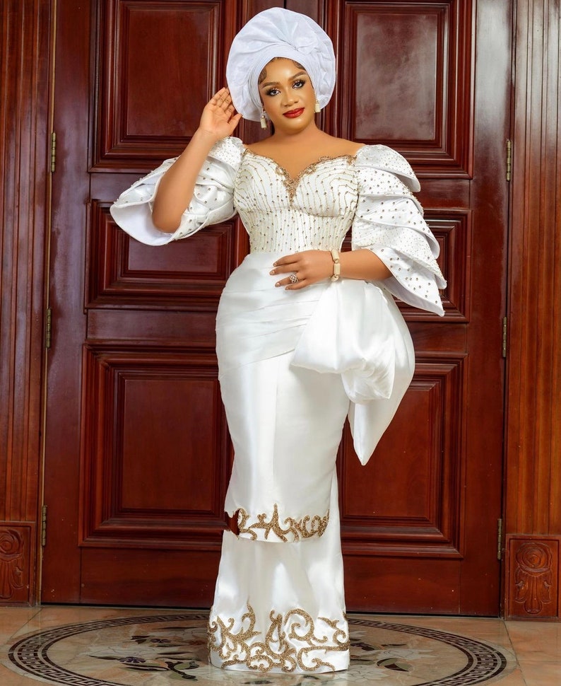 White Royal Gown African Asoebi Mermaid Dress Suitable for - Etsy