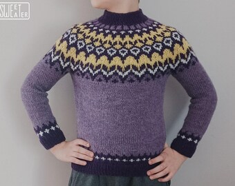 Children's Icelandic wool sweater - Lopapeysa  (size 8 - 9 years), ready to ship.