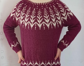 Children's Icelandic wool sweater - Lopapeysa  (size 11 - 12 years), ready to ship.