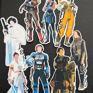 The Women of Star Wars Stickers, Ahsoka, Fennec, Hera, Leia, Padme, Rey, Sabine, Bo-Katan