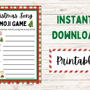 Printable Christmas Game, Christmas Song Emoji Game, Christmas Party Games, Christmas Family Games, Printable Games