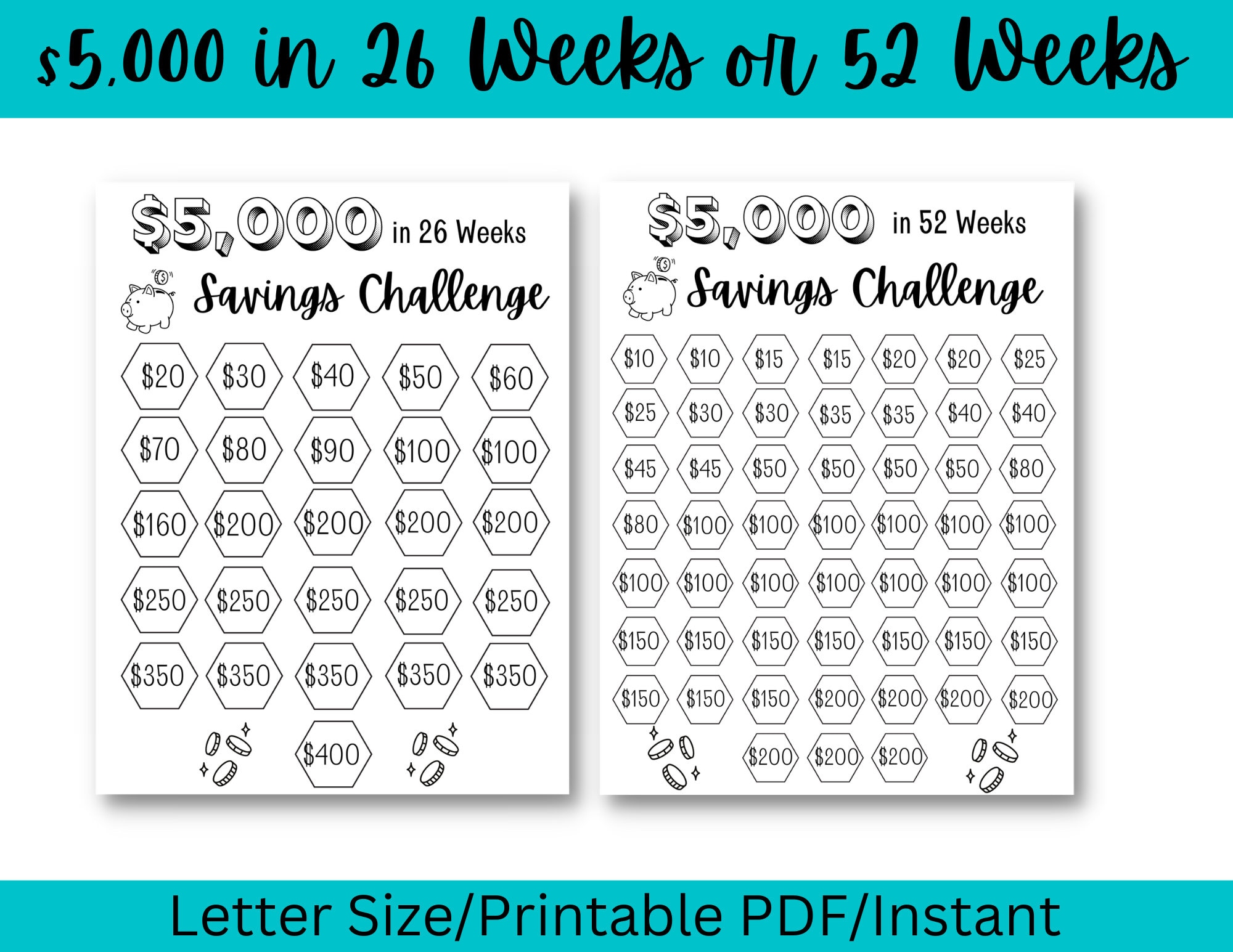 Save 5000, Saving Printable, No Spend Challenge, Money Printable ...