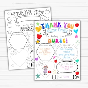 Schule Krankenschwester Wertschätzung Malseite • Druckbares Dankeschön • Krankenschwester Geschenkidee für Kinder • Sofortiger Download