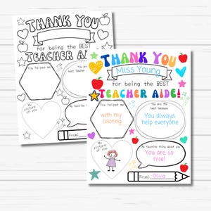 Teacher Aide Appreciation Coloring Page • Printable Thank You Gift • Teacher Assistant Gift Idea • Instant Download