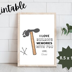 Father's Day Footprint Craft, Printable Father's Day Card, Father's Day Gift from Kids, Father's Day, Construction Craft