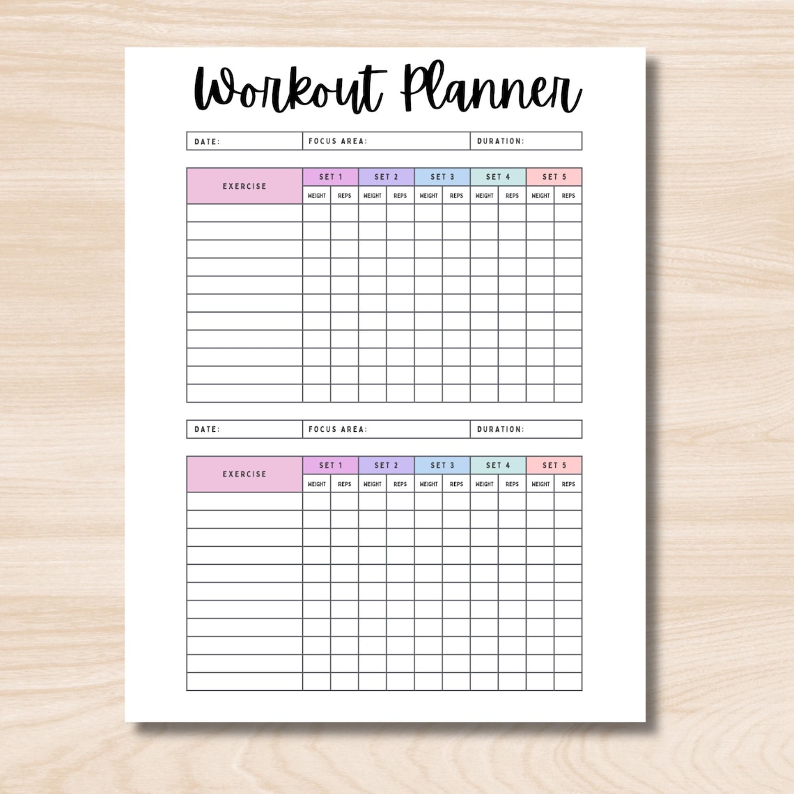 PRINTABLE Exercise Tracker Activity Log, Journal Page Exercise Tracker ...