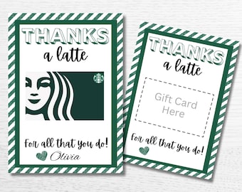PRINTABLE Starbucks Gift Card Holder, Thank You Gift Card, Instant Download, Thank You Gift Card Holder