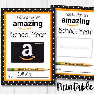 Porte-cartes cadeau Amazon à imprimer, fin d'année scolaire, fin de l'année, remerciement pour le professeur, cadeau pour le professeur, fin d'année