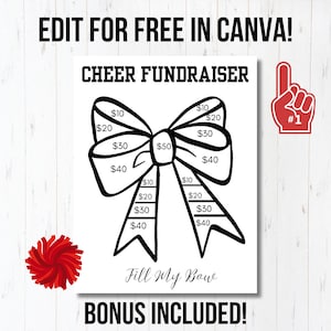 Fill My Bow, Cheerleading Fundraiser, Fundraiser Form, Cheer Team - Editable in Canva