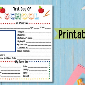 Back to School Printable, Back to School Questionnaire, School ...