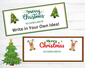 Printable Christmas Coupon Template I Printable Christmas Gift Certificate, Gift For Her, Gift for Him, Christmas Coupons