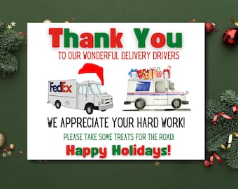 Delivery Driver Snack Sign, Christmas Delivery Driver Sign, Delivery Thank You, Delivery Driver Snack Sign Printable, Delivery Driver Snack