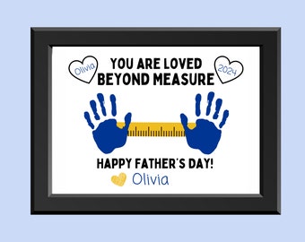 Tape Measure Father's Day Handprint Craft Printable, Tool Craft for Toddler Daughter Son Baby, Preschool Craft, Dad Grandpa Handprint Art