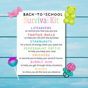 Etiquettes cadeaux pour kit de survie pour la rentrée scolaire, excellente idée pour les enfants ou comme carte de remerciement et de remerciement pour les enfants ou pour les enseignants, idées cadeaux pour les enseignants