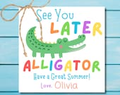 Last Day of School Tag, End of Year Friends Gift Tags, Alligator Summer Party Favor, Printable Label Template, Instant Digital Download