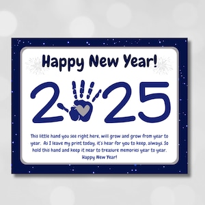 2025 New Years Handprint Art Poem, New Year Handprint Craft, Printable Activity for Kids Toddlers Baby Kids Preschool, Memory Keepsake 2025