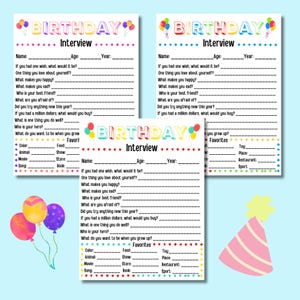 Keepsake Birthday Interview For Child| Personalized Daughter Son | Custom Bday Gift | Parent Memory Questionnaires | All Ages