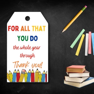 Teacher Appreciation Gift Tag, Printable, Instant Download,