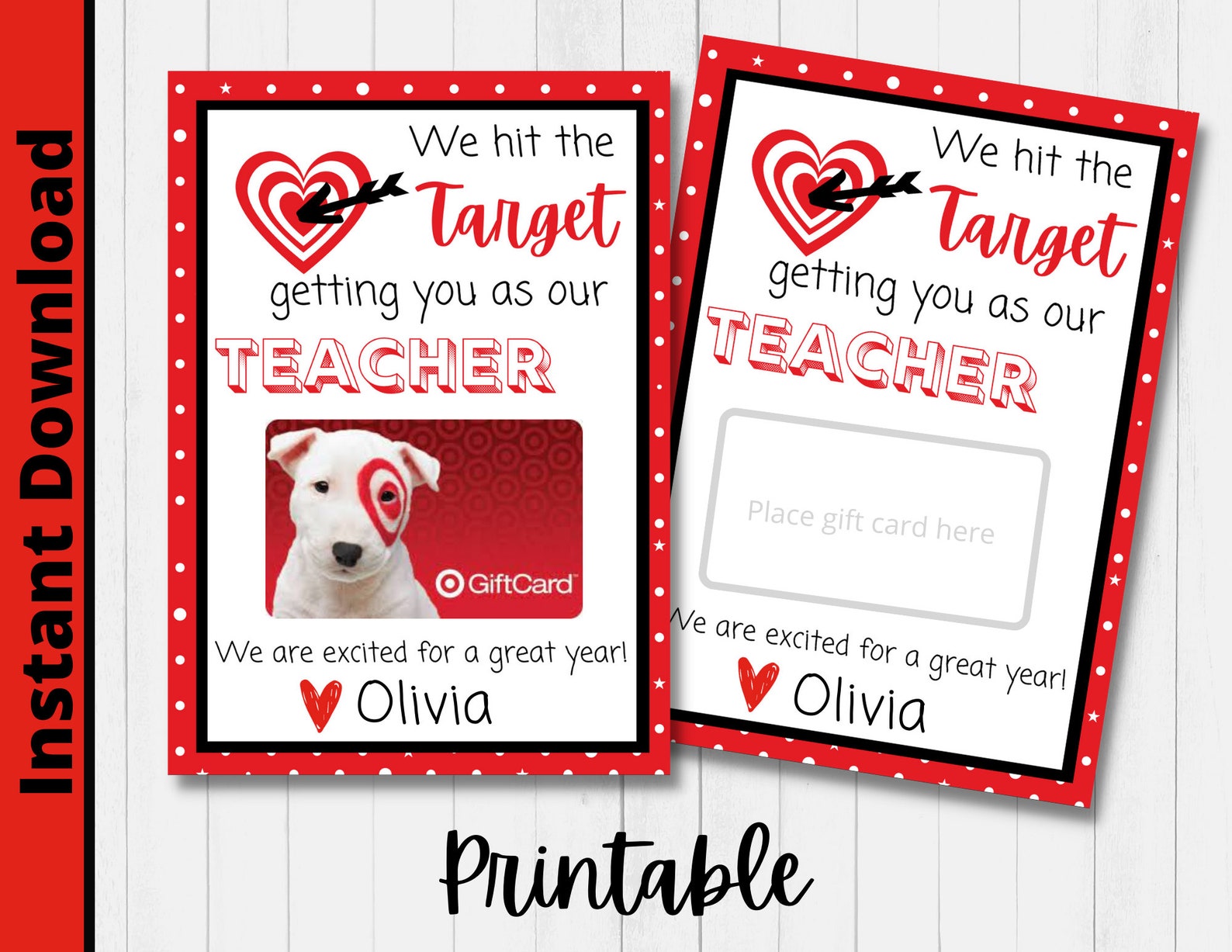 PRINTABLE Target Gift Card Holder, Back to School, Teacher Thank You