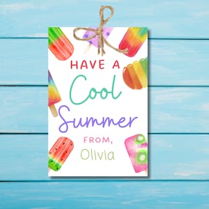 Popsicle Tag, Have a Cool Summer, End of School Year, Friend Gift, School Treat Tag, Favor Label, Kids Freeze Pop, Ice Pops, Download