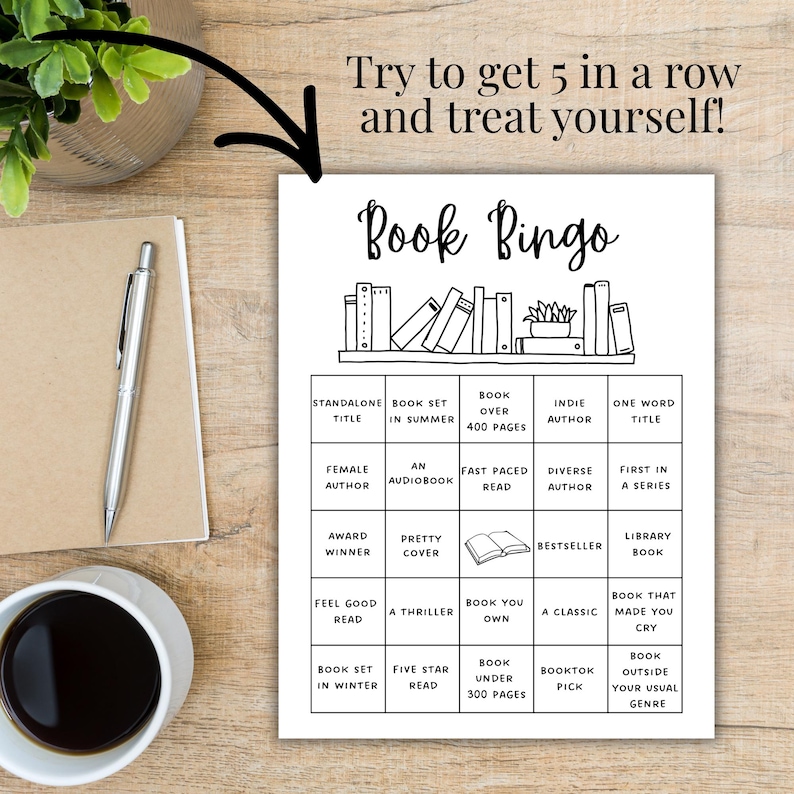 Book Bingo Reading Challenge Printable | 24 Reading Prompts | Fun ...