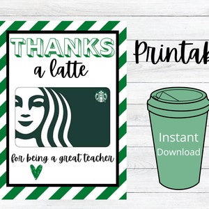 PRINTABLE Starbucks Gift Card Holder, Teacher Appreciation, End of School Year, School is Out, Summer Break, Teacher Thank You