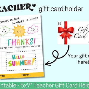 End of Year Teacher Gift Card Holder Printable | Teacher Appreciation ...