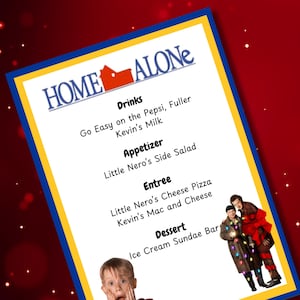 Menu seul à la maison, dîner de Noël et soirée cinéma | Idée film de Noël, soirées cinéma en famille | Menus familiaux PERSONNALISABLES