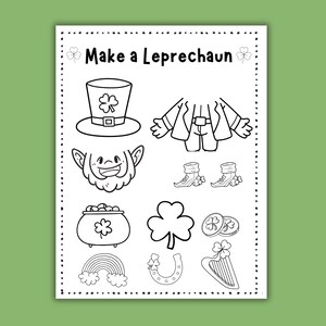 St. Patrick&#39;s Cut and Paste Printable - &quot;ST. PATRICKS CRAFTS&quot; leprechaun craft, kids st patricks day, cut and color, leprechaun, preschool