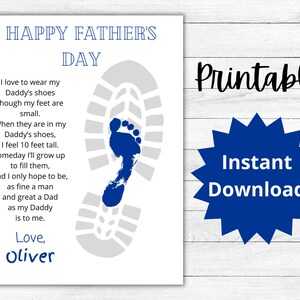 Dad Footprint Craft, Father&#39;s Day, Son to Father, Printable, Keepsake